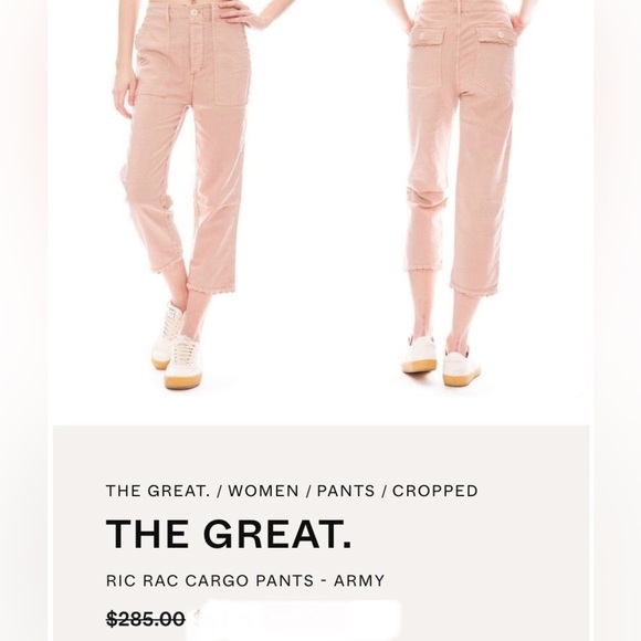 THE GREAT. Linen Cargo Straight Leg Cropped Pants - Picture 17 of 17